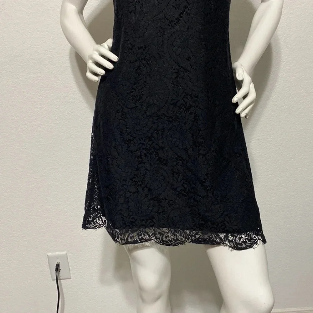 Madewell Black Floral Lace Mini Shift Dress